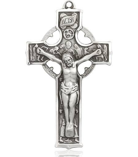 Sterling Silver Celtic Crucifix Medal