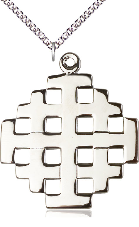 Sterling Silver Cross Pendant on a 24 inch Sterling Silver Heavy Curb chain