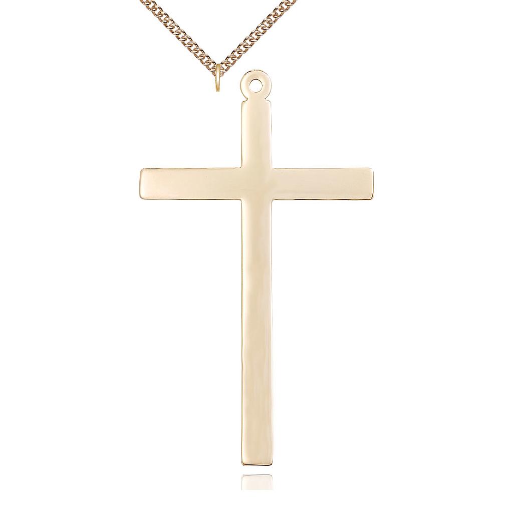 14kt Gold Filled Cross Pendant on a 24 inch Gold Filled Heavy Curb chain