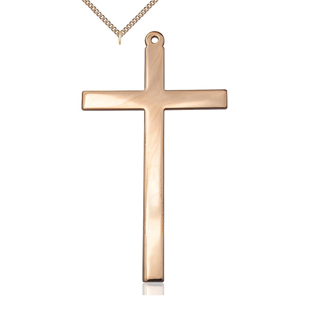 14kt Gold Filled Cross Pendant on a 24 inch Gold Filled Heavy Curb chain