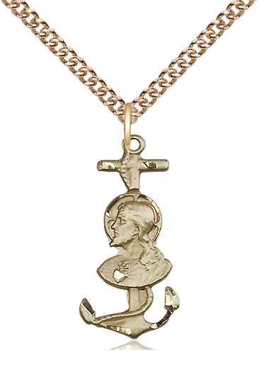 14kt Gold Filled Saint Christopher Pendant on a 24 inch Gold Filled Heavy Curb chain