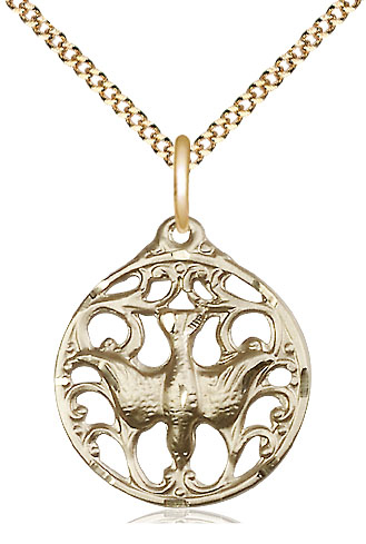 14kt Gold Filled Holy Spirit Pendant on a 18 inch Gold Plate Light Curb chain