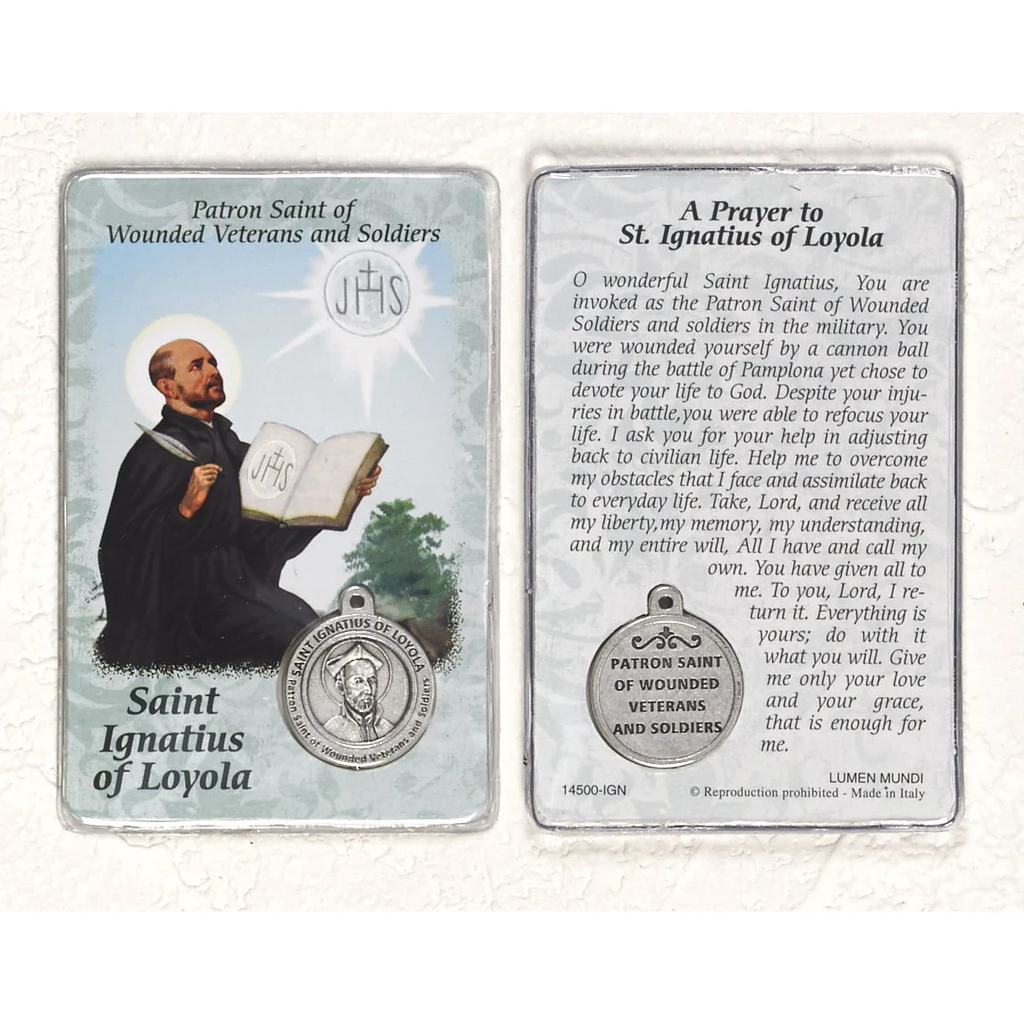 St. Ignatius Prayer Card with Medal - Healing Saint for Wounded Soldiers