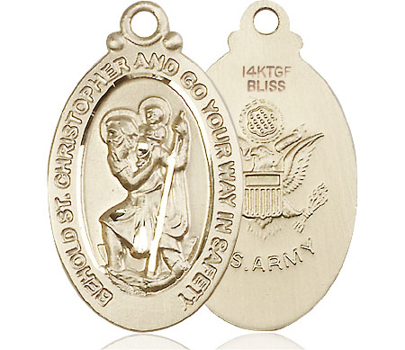 14kt Gold Filled Saint Christopher Army Medal