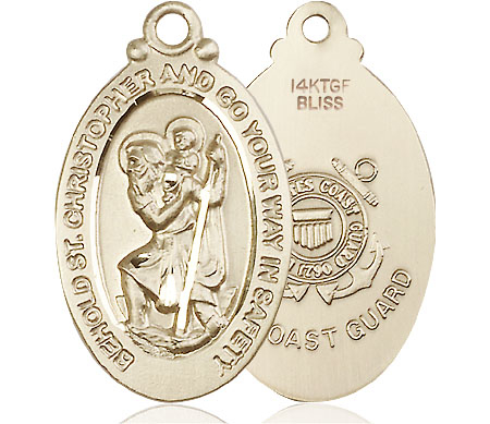 14kt Gold Filled Saint Christopher Coast Guard Medal