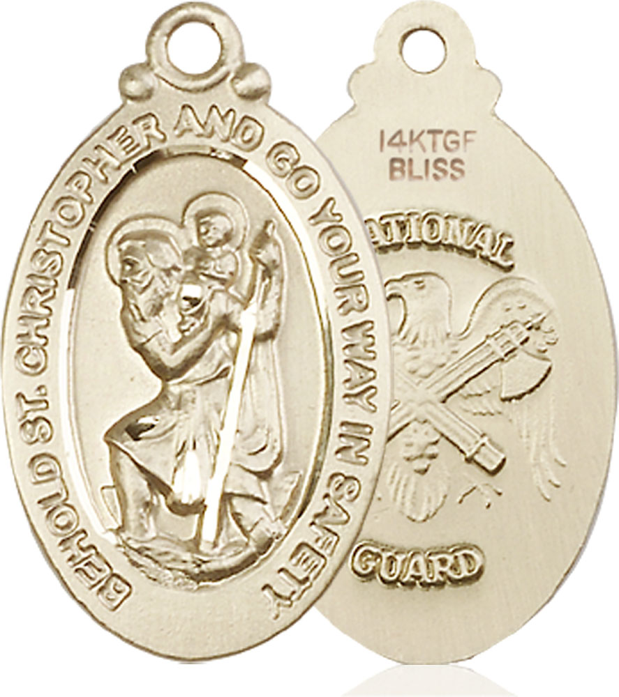 14kt Gold Filled Saint Christopher National Guard Medal