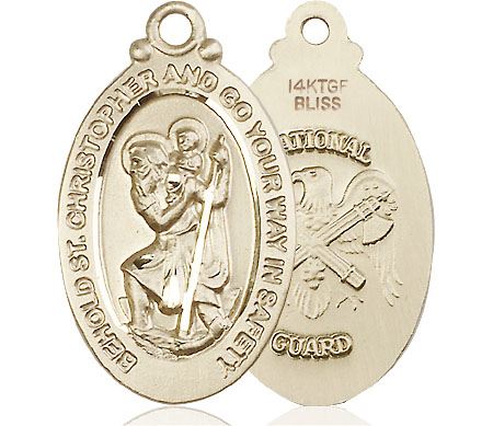 14kt Gold Filled Saint Christopher National Guard Medal