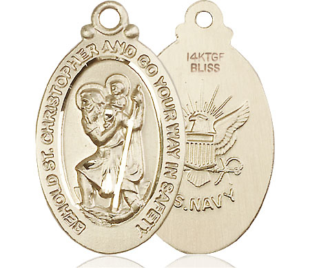 14kt Gold Filled Saint Christopher Navy Medal