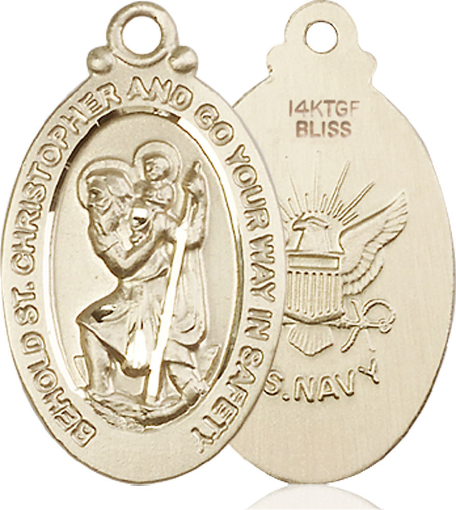 14kt Gold Filled Saint Christopher Navy Medal