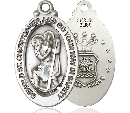 Sterling Silver Saint Christopher Air Force Medal