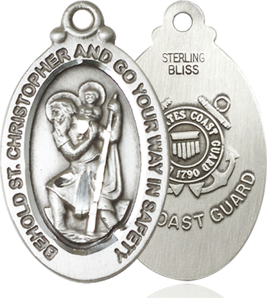 Sterling Silver Saint Christopher Coast Guard Medal