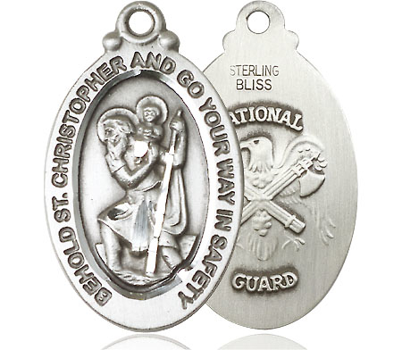 Sterling Silver Saint Christopher National Guard Medal