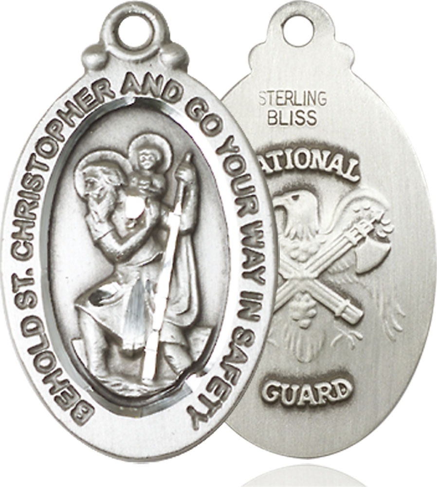 Sterling Silver Saint Christopher National Guard Medal