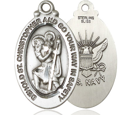 Sterling Silver Saint Christopher Navy Medal