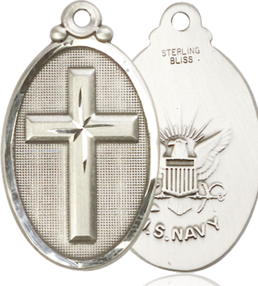 Sterling Silver Cross Navy Medal