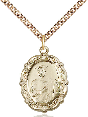 14kt Gold Filled Saint Jude Pendant on a 24 inch Gold Filled Heavy Curb chain