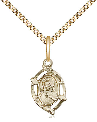 14kt Gold Filled Scapular Pendant on a 18 inch Gold Plate Light Curb chain