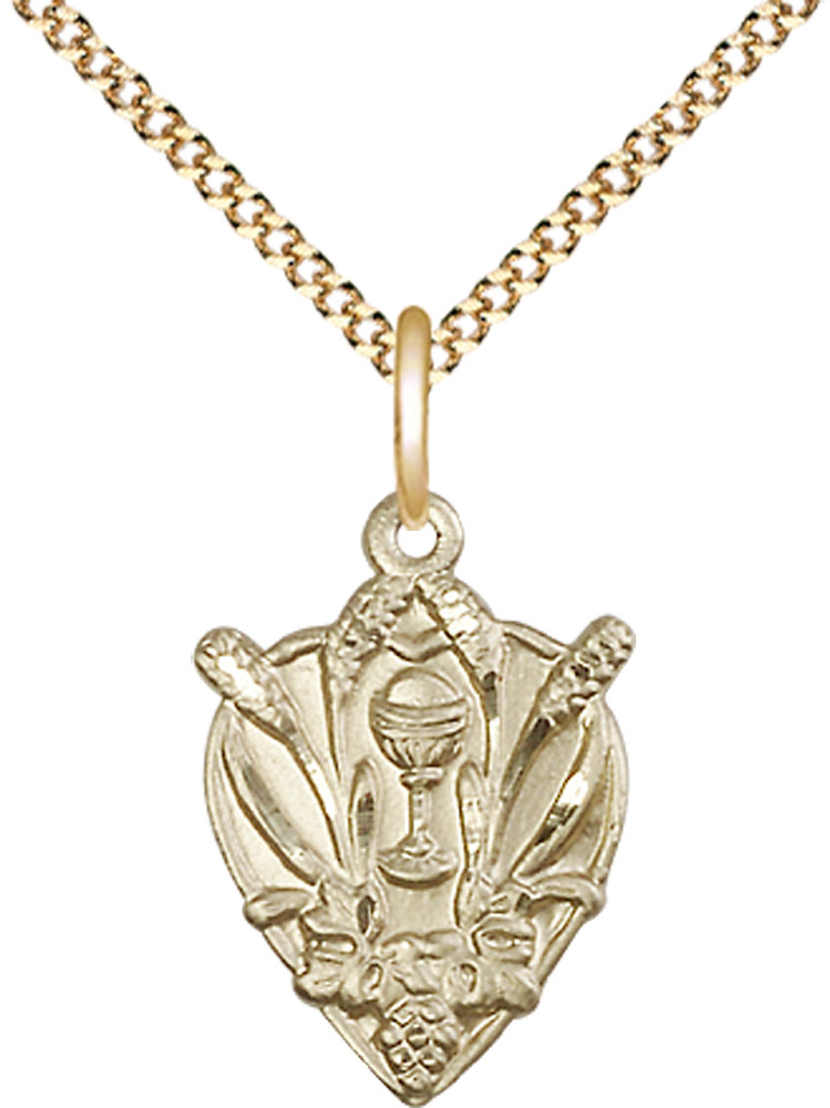 14kt Gold Filled Communion Pendant on a 18 inch Gold Plate Light Curb chain