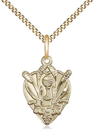 14kt Gold Filled Communion Pendant on a 18 inch Gold Plate Light Curb chain