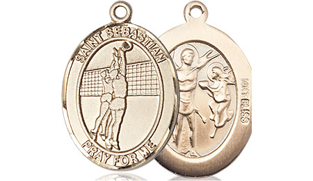 14kt Gold Saint Sebastian Volleyball Medal