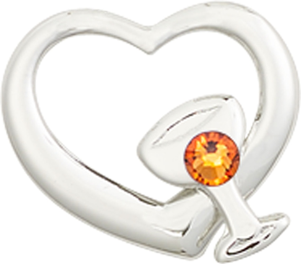 Sterling Silver Heart / Chalice Medal with a 3mm Topaz Swarovski stone