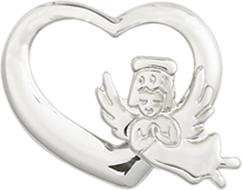 Sterling Silver Heart Guardian Angel Medal
