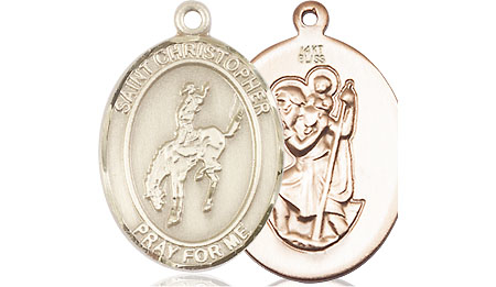 14kt Gold Saint Christopher Rodeo Medal