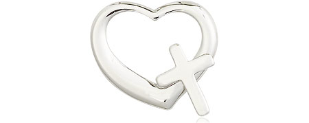 Sterling Silver Heart Cross Medal