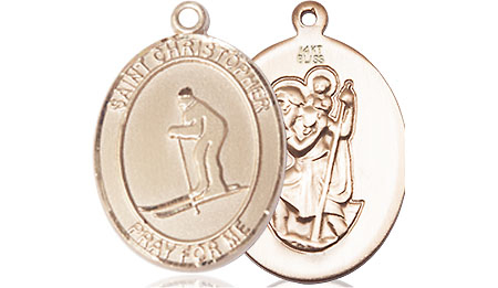 14kt Gold Saint Christopher Skiing Medal