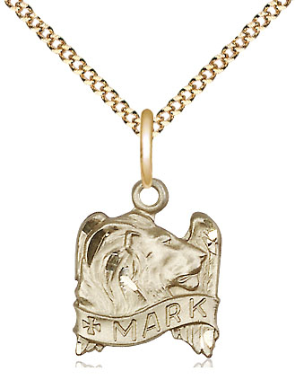 14kt Gold Filled Saint Mark the Evangelist Pendant on a 18 inch Gold Plate Light Curb chain