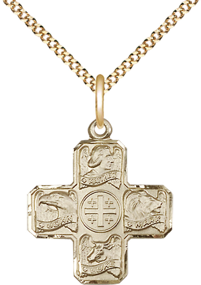 14kt Gold Filled Evangelist Pendant on a 18 inch Gold Plate Light Curb chain