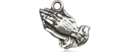 Sterling Silver Praying Hands Medal - With Box