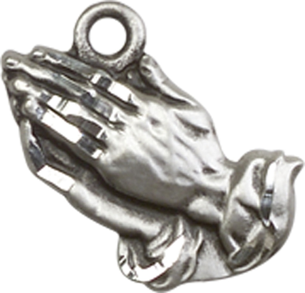 Sterling Silver Praying Hands Medal - With Box