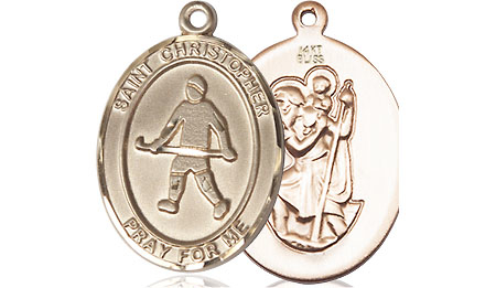 14kt Gold Saint Christopher Field Hockey Medal