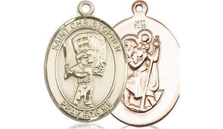 14kt Gold Saint Christopher Baseball Medal