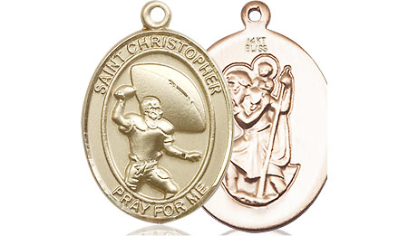 14kt Gold Saint Christopher Football Medal