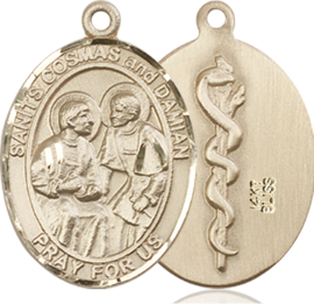 14kt Gold Saints Cosmas &amp; Damian Doctors Medal