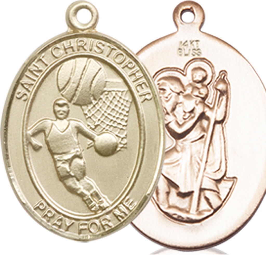 14kt Gold Saint Christopher Basketball Medal