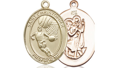 14kt Gold Saint Christopher Basketball Medal