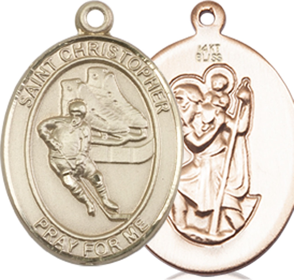 14kt Gold Saint Christopher Hockey Medal