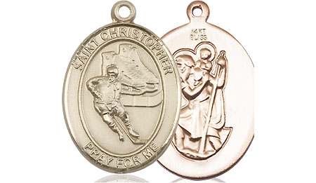 14kt Gold Saint Christopher Hockey Medal