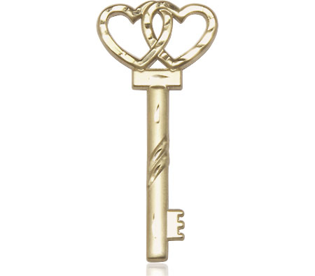 14kt Gold Filled Small Key w/Double Heart Medal