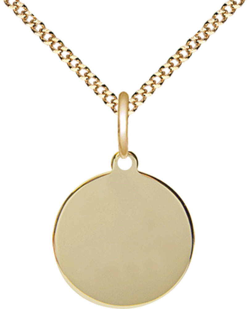 14kt Gold Filled Plain Disc Pendant on a 18 inch Gold Plate Light Curb chain