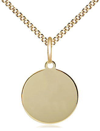 14kt Gold Filled Plain Disc Pendant on a 18 inch Gold Plate Light Curb chain