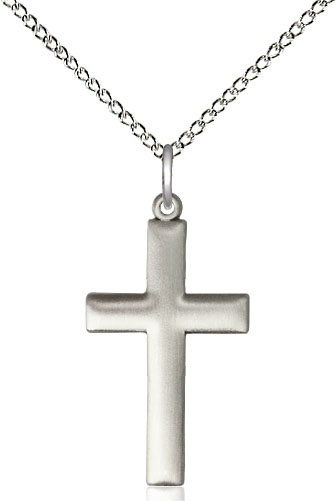 Sterling Silver Cross Pendant on a 18 inch Sterling Silver Light Curb chain