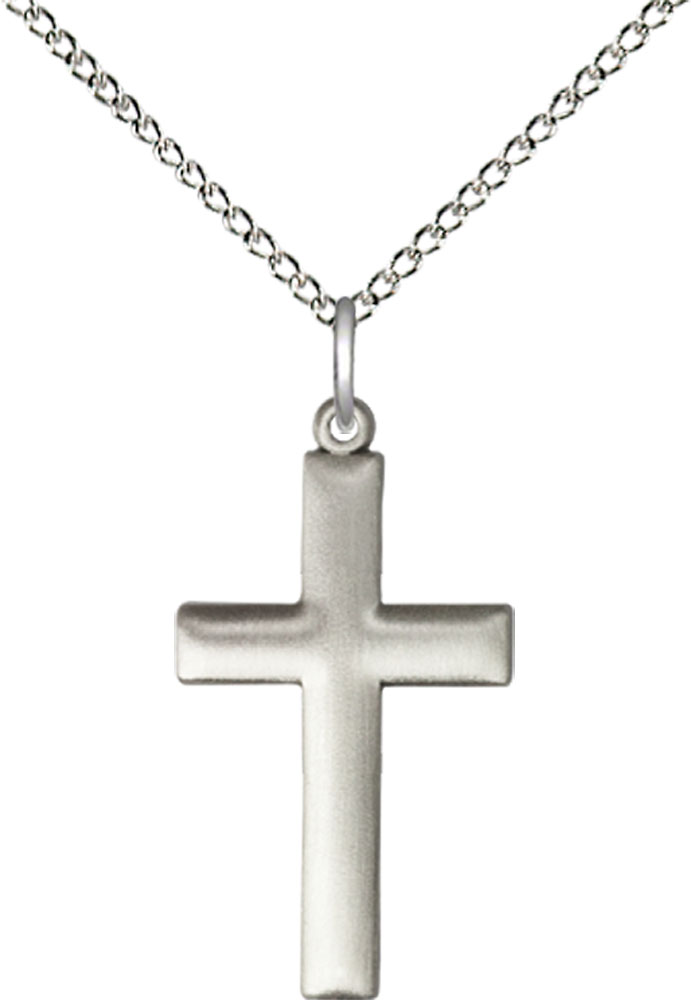 Sterling Silver Cross Pendant on a 18 inch Sterling Silver Light Curb chain