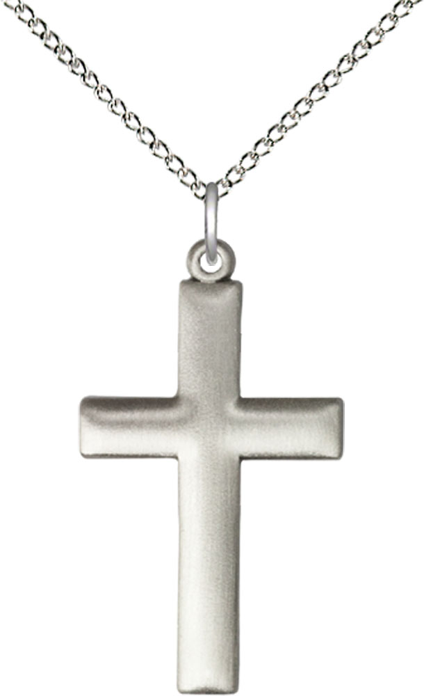 Sterling Silver Cross Pendant on a 18 inch Sterling Silver Light Curb chain