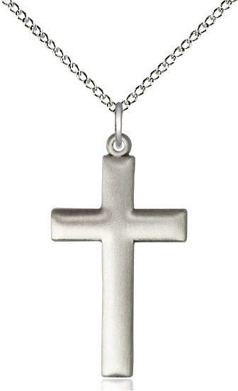 Sterling Silver Cross Pendant on a 18 inch Sterling Silver Light Curb chain