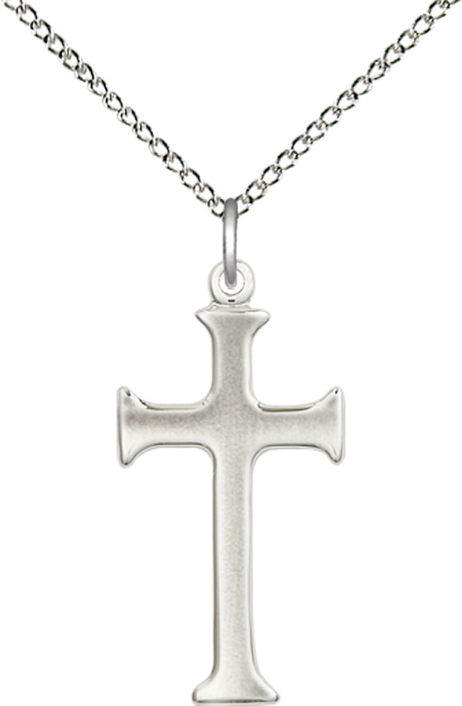 Sterling Silver Cross Pendant on a 18 inch Sterling Silver Light Curb chain