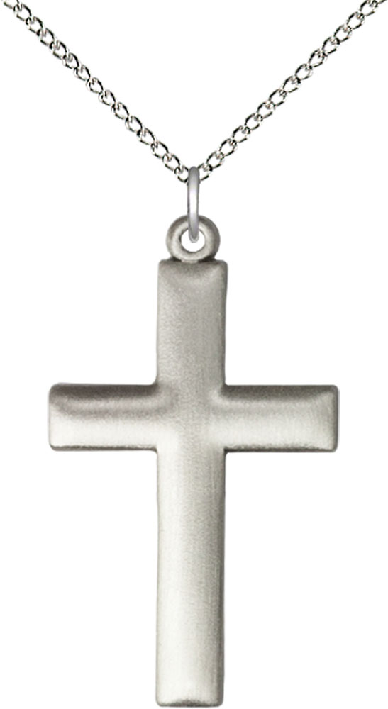 Sterling Silver Cross Pendant on a 18 inch Sterling Silver Light Curb chain